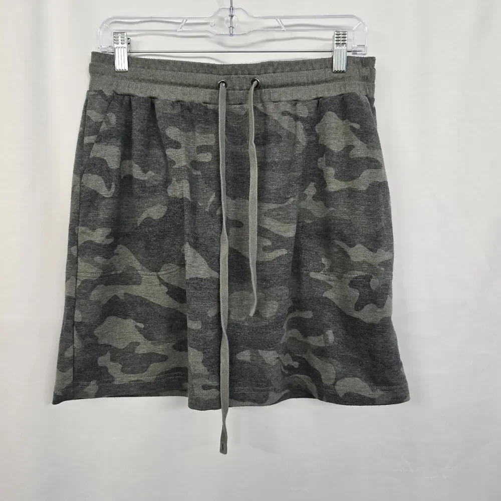 Jane & Delancey Skirt Women's L Green Camo Elastic Waist Drawstring Pockets